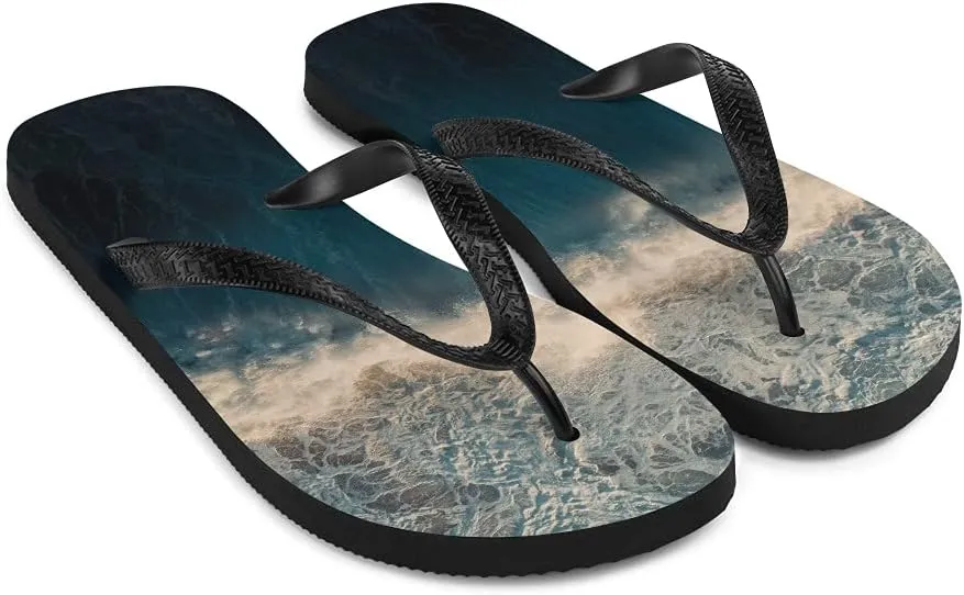 Ocean Waves Photo Flops - Ocean Surf Unisex Mens Womens Flip Flops for Beach Pool Shower