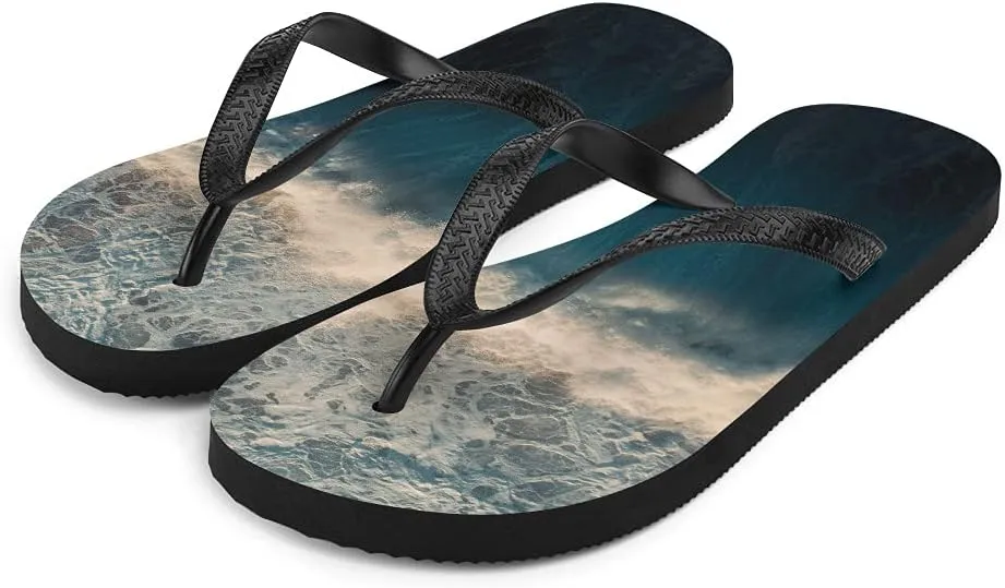 Ocean Waves Photo Flops - Ocean Surf Unisex Mens Womens Flip Flops for Beach Pool Shower