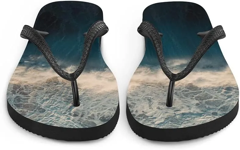 Ocean Waves Photo Flops - Ocean Surf Unisex Mens Womens Flip Flops for Beach Pool Shower