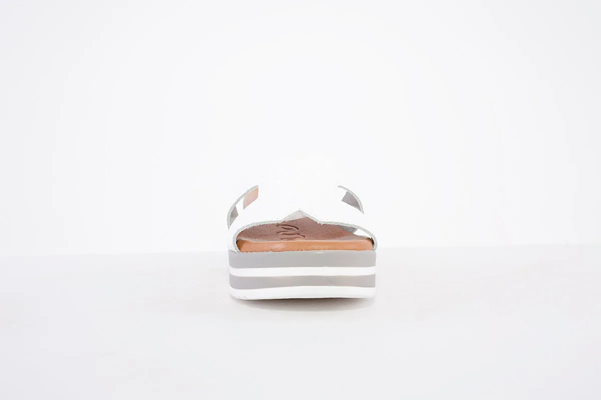 OH MY SANDALS - 5001 PLATFORM WEDGE FASHION MULE - WHITE
