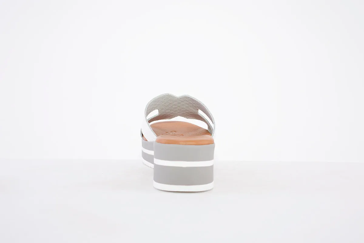 OH MY SANDALS - 5001 PLATFORM WEDGE FASHION MULE - WHITE