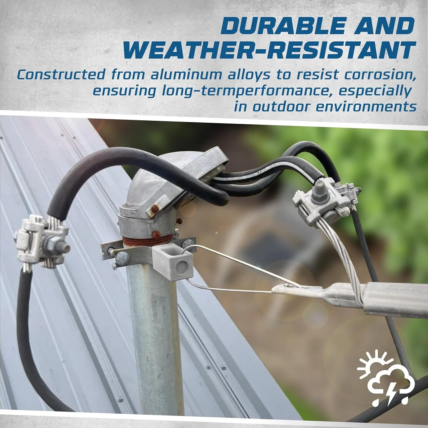OHLECTRIC 2 Pack - Range 4-1/0 Aluminium Wedge Clamps - Stainless Steel Ball Handle - Secure Locking System - Aerial Cable Tightening & Sag Prevention - Durable Clamp