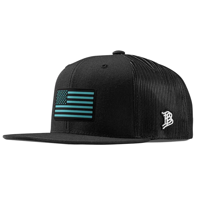 Old Glory Turquoise Flat Trucker