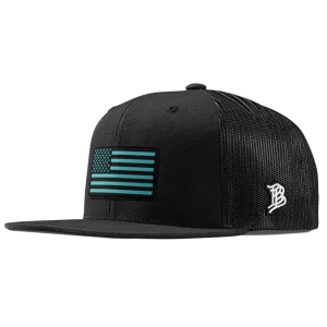 Old Glory Turquoise Flat Trucker