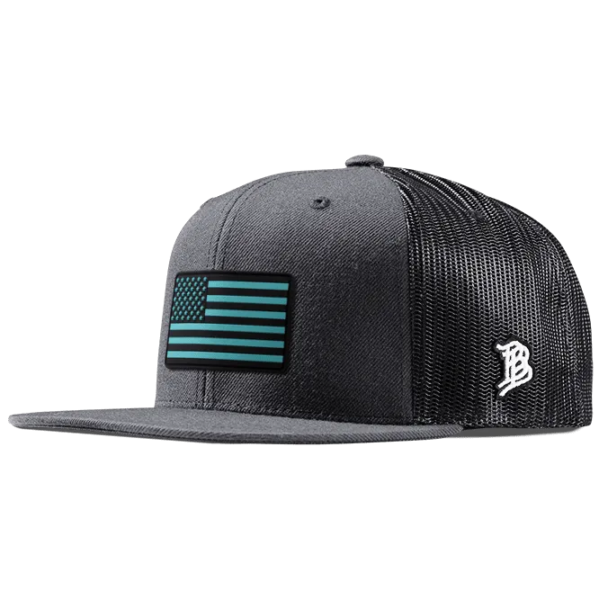 Old Glory Turquoise Flat Trucker