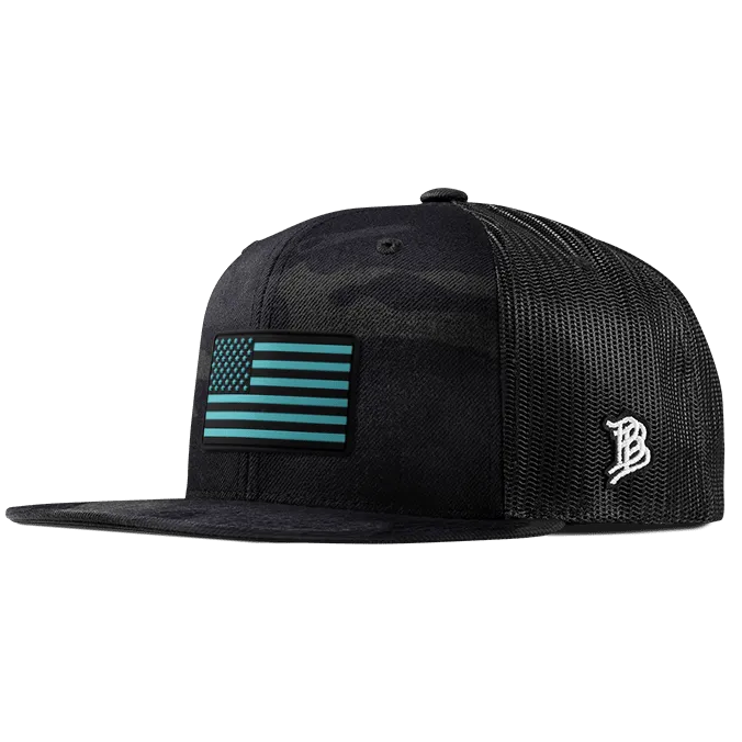 Old Glory Turquoise Flat Trucker