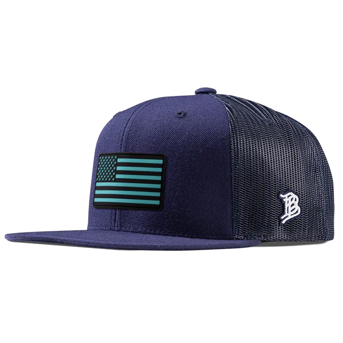 Old Glory Turquoise Flat Trucker