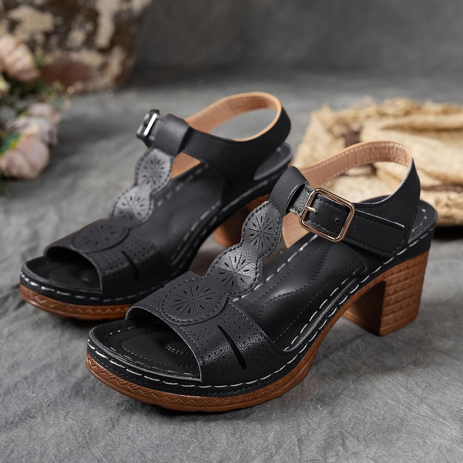 Orthopedic Wedge Sandals for Women Summer Dressy 2025 Chunky Heel Sandal Trendy Open Toe Shoes Adjustable Ankle Strap Arch Support Wedges Shoes