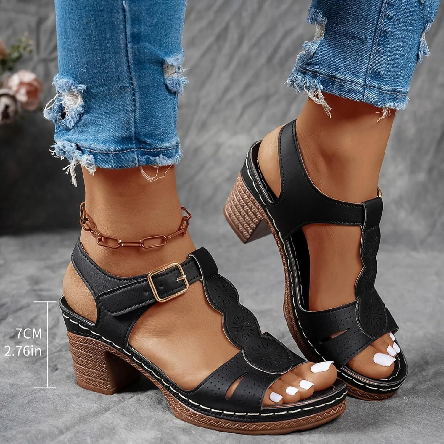 Orthopedic Wedge Sandals for Women Summer Dressy 2025 Chunky Heel Sandal Trendy Open Toe Shoes Adjustable Ankle Strap Arch Support Wedges Shoes