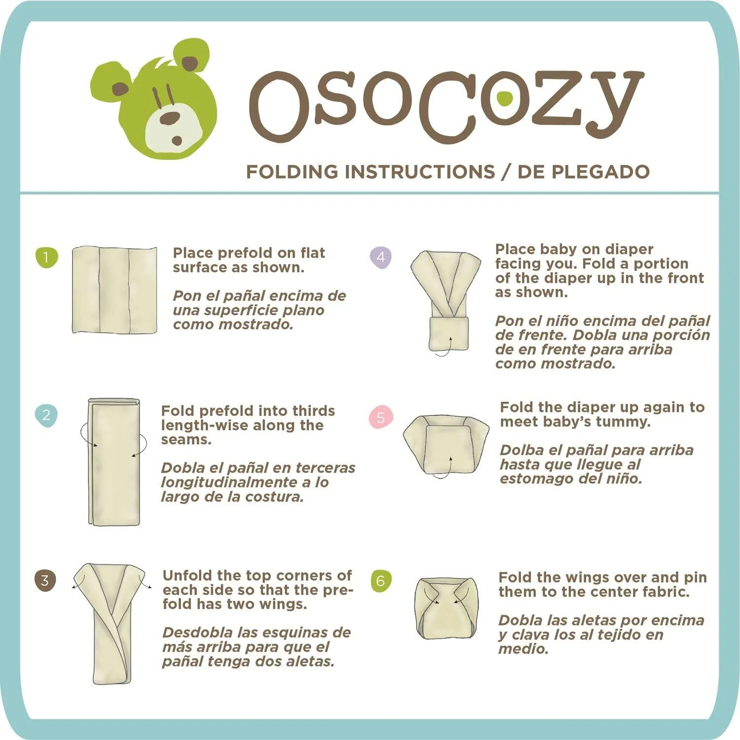 OsoCozy Prefold Cloth Diapers (1 Doz) - Soft, Absorbent, Durable - 100% Cotton