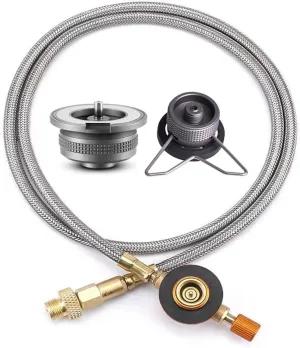 Outdoor Camping Stove Butane Gas Adapter Split Stove Converter Connection Hose Outdoor Cooking Camping Equipment Accessories (Color : Adapter and Tube-B)