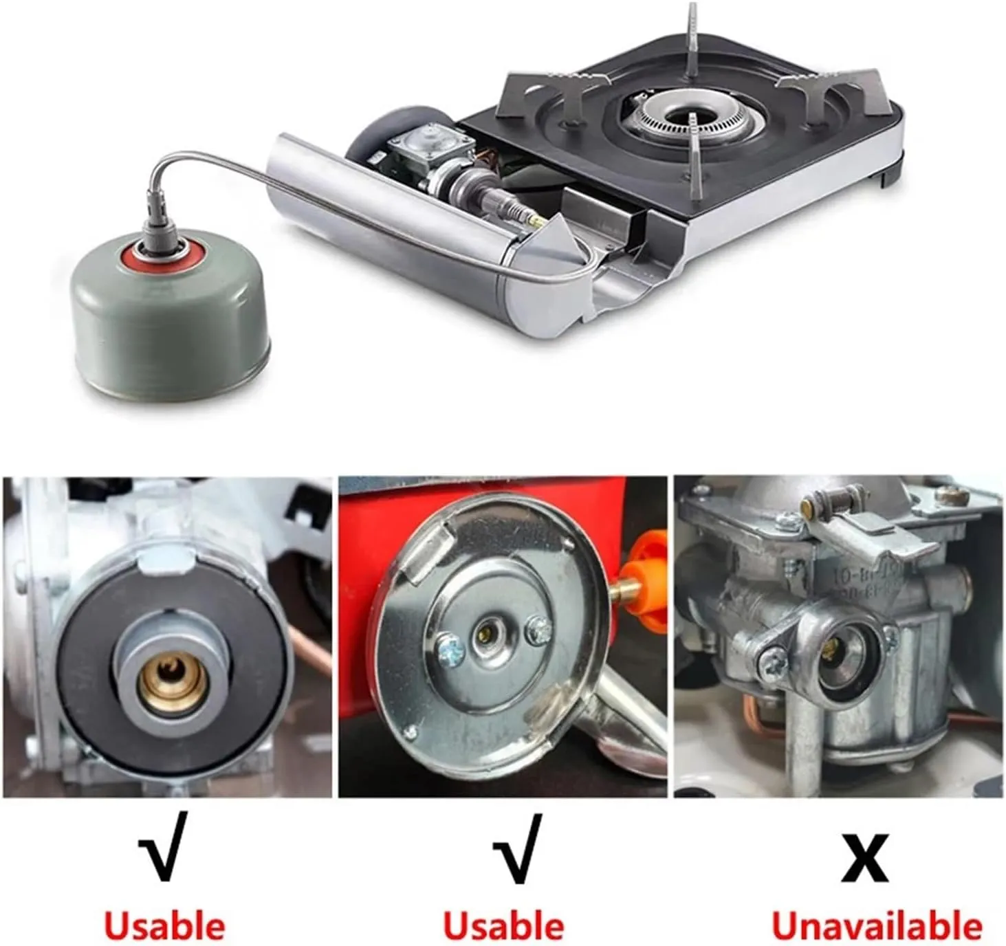 Outdoor Camping Stove Butane Gas Adapter Split Stove Converter Connection Hose Outdoor Cooking Camping Equipment Accessories (Color : Adapter and Tube-B)