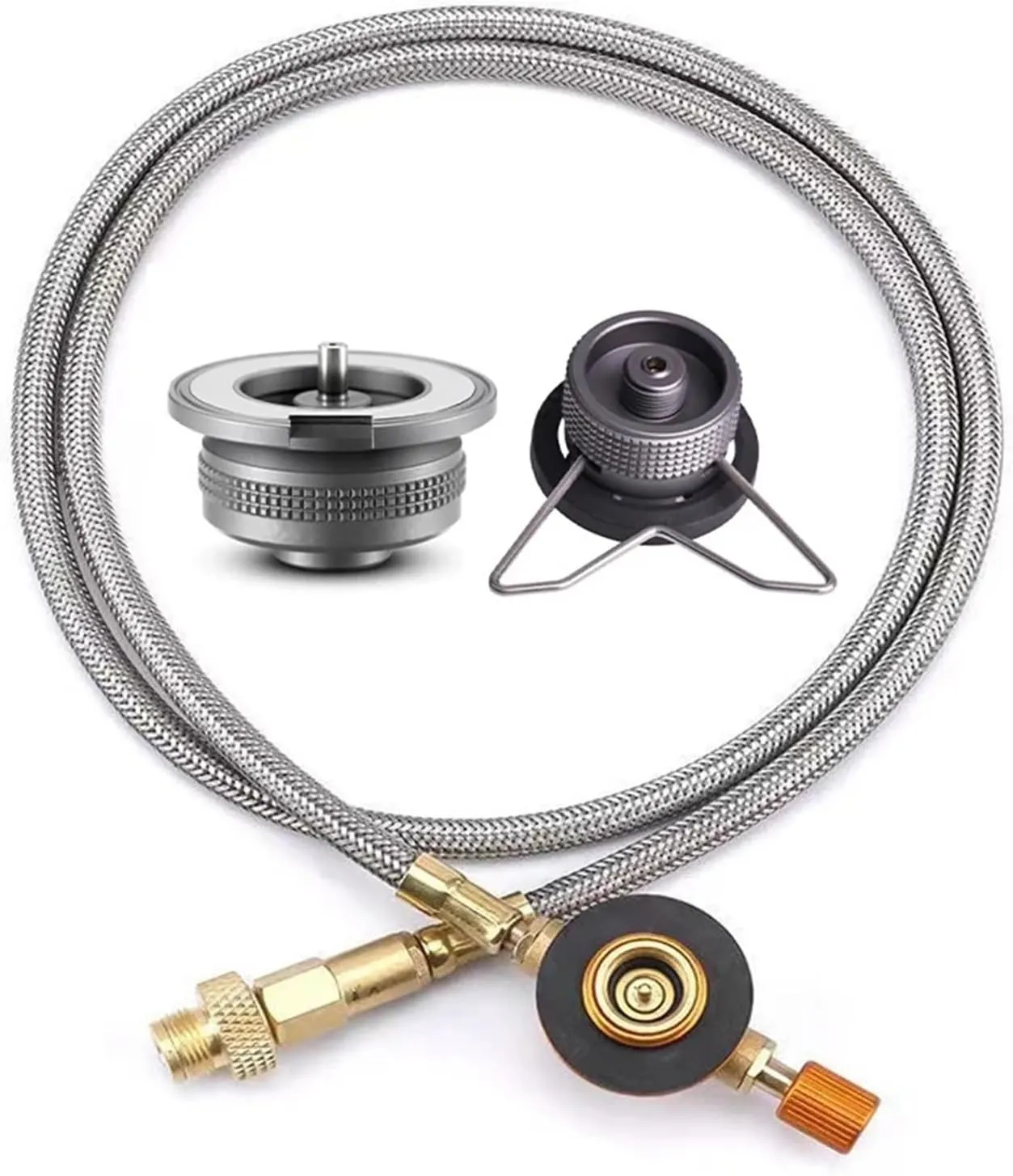 Outdoor Camping Stove Butane Gas Adapter Split Stove Converter Connection Hose Outdoor Cooking Camping Equipment Accessories (Color : Adapter and Tube-B)