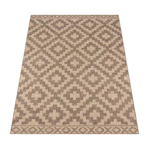 Outdoor Flat-Weave Rug – Modern Diamond Pattern – Durable & Weatherproof