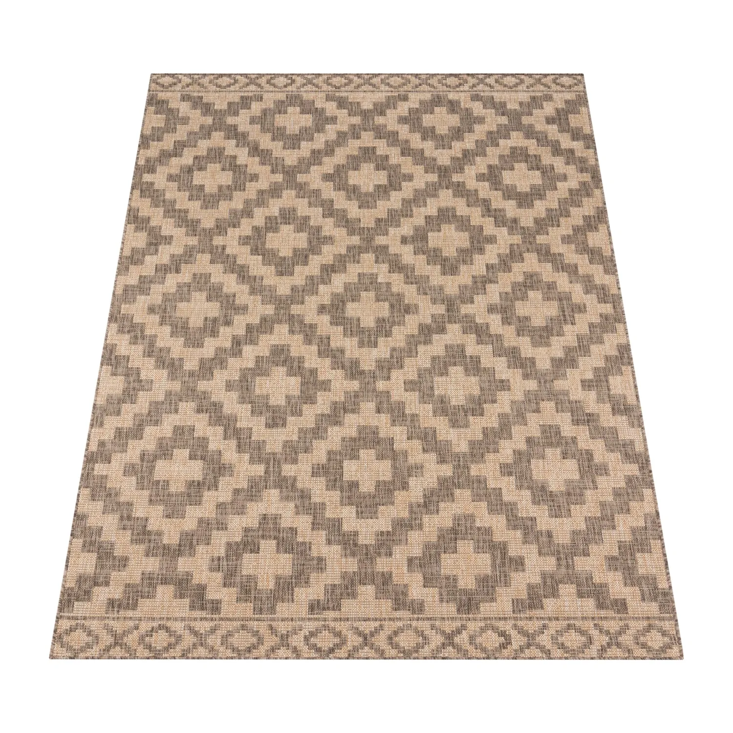 Outdoor Flat-Weave Rug – Modern Diamond Pattern – Durable & Weatherproof