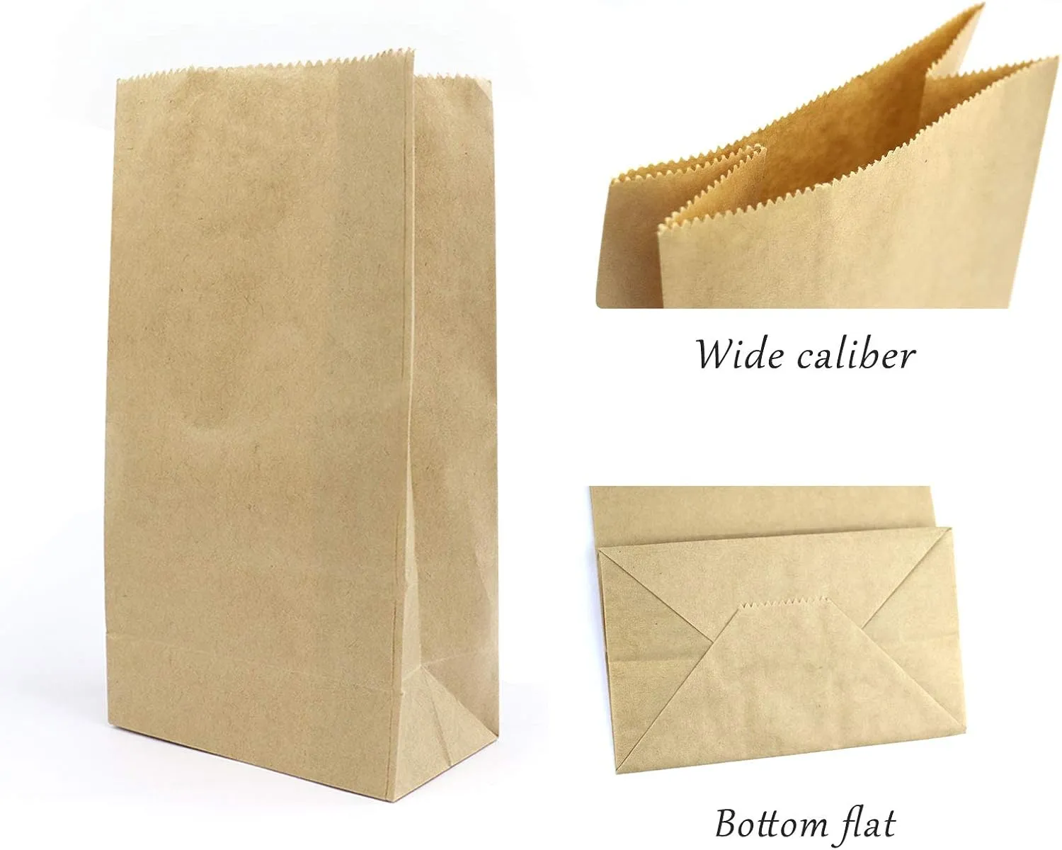 Paper Lunch Bags, Kslong 50pcs Brown Paper Bag 6 Lb 6.1x3.9x11.8" Durable Kraft bags Grocery Bag Bakery Bread Sandwich bag Shopping Party Favor Gift Wrapping Bags Bulk(Brown 8)