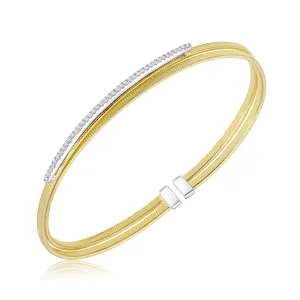 Pave Bar Flat Tuboga Cuff - Gold