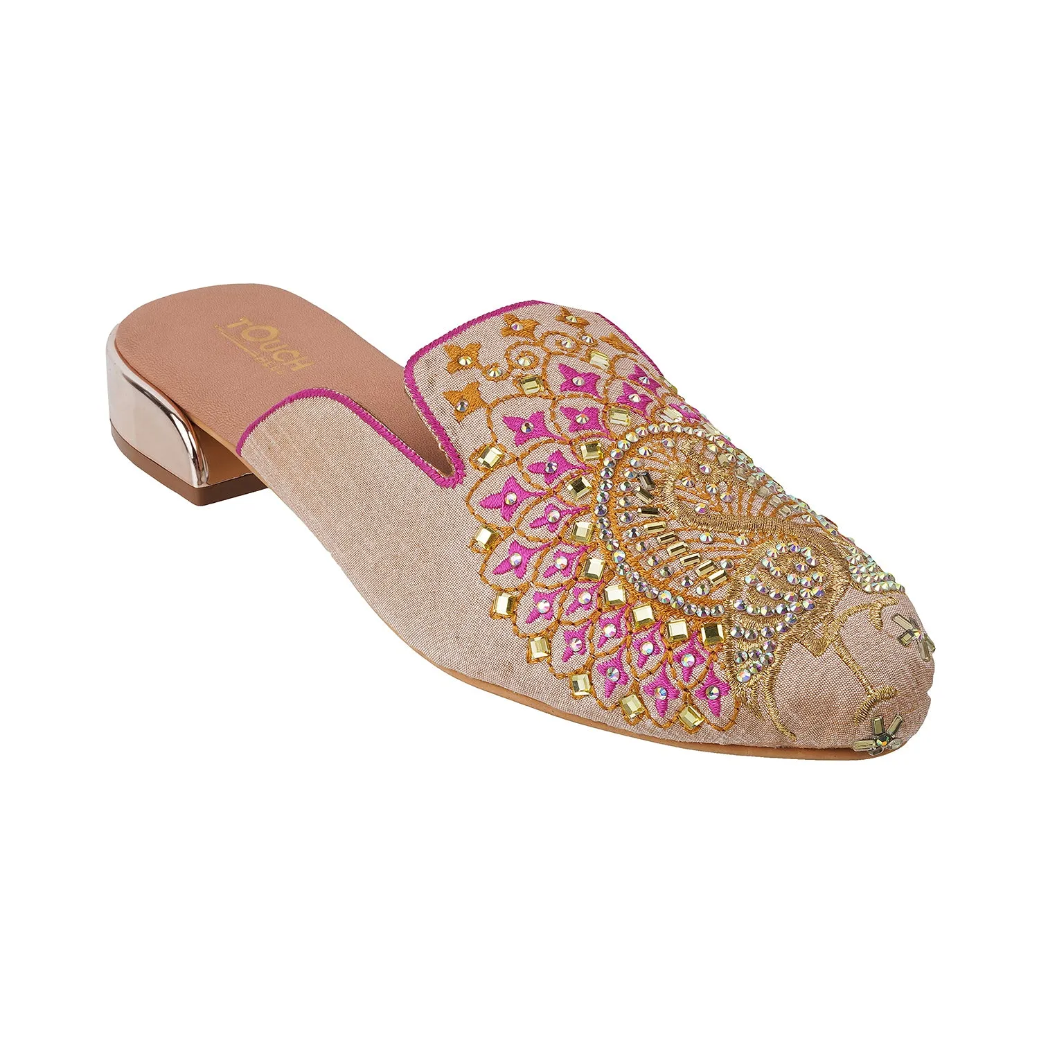 Peacock Embroidery Mule Jutti