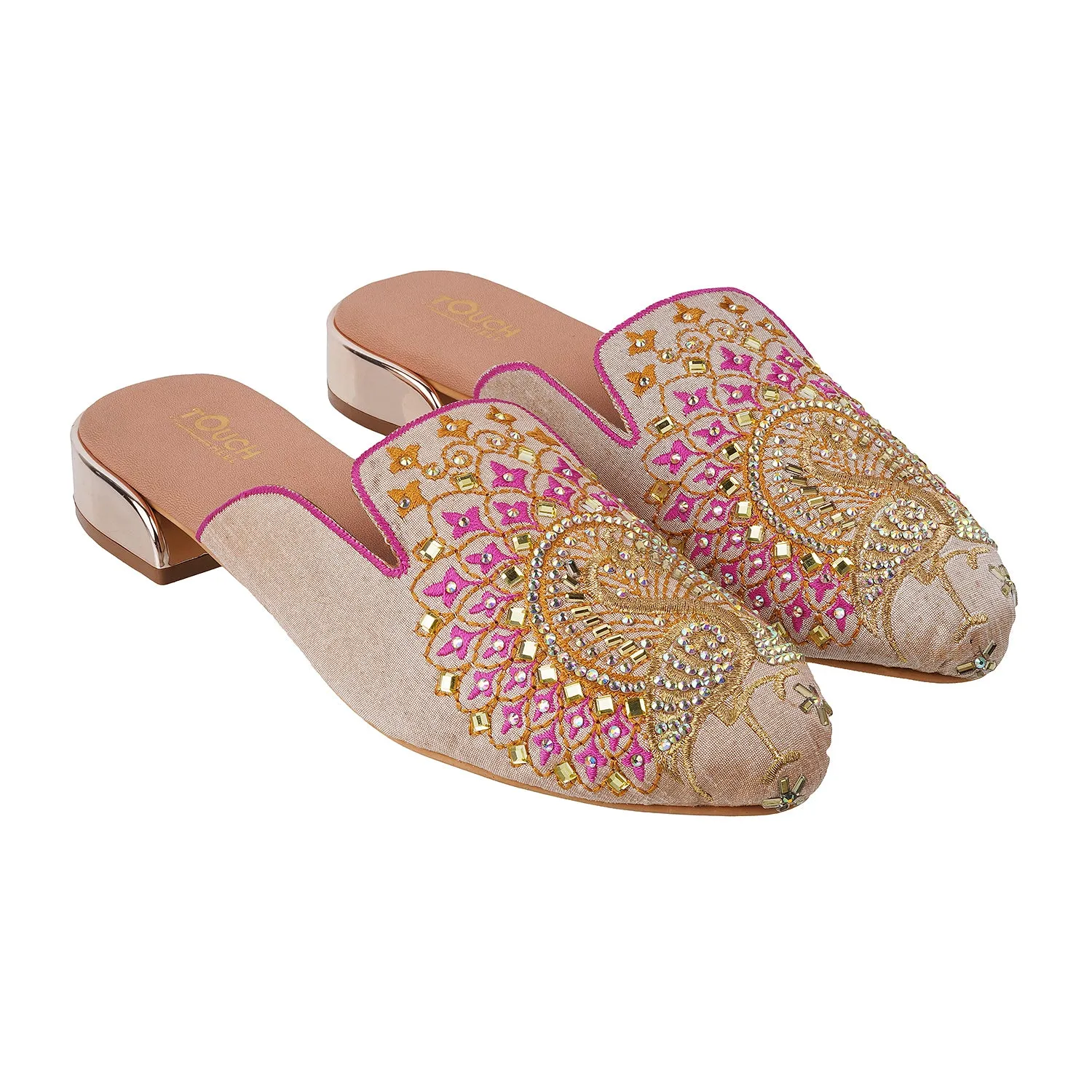 Peacock Embroidery Mule Jutti