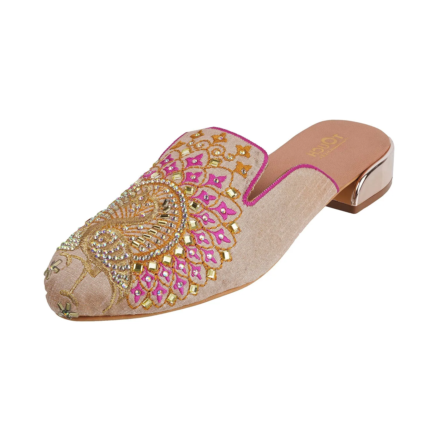 Peacock Embroidery Mule Jutti