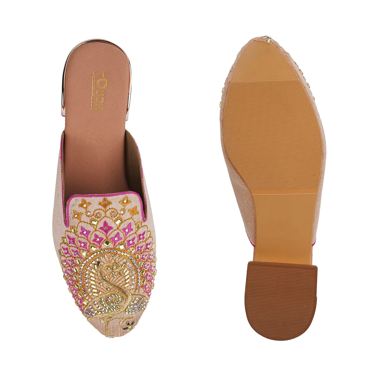 Peacock Embroidery Mule Jutti