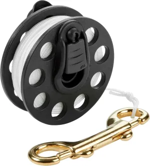 Phantom Aquatics Scuba Diver Compact Deluxe Folding Handle Finger Spool Reel with Hand Winder   Durable Corrosion Resistant Brass Bolt Snap