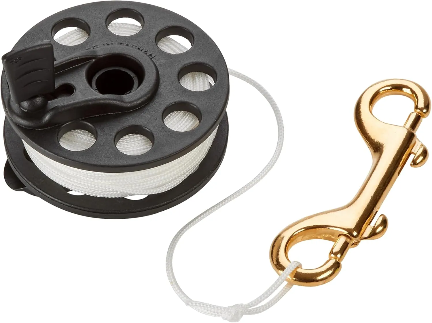 Phantom Aquatics Scuba Diver Compact Deluxe Folding Handle Finger Spool Reel with Hand Winder   Durable Corrosion Resistant Brass Bolt Snap