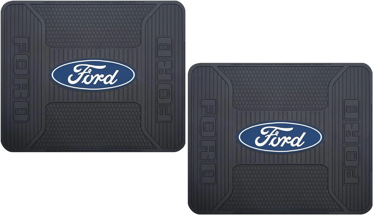 Plasticolor 001219ZX2 Blue Oval Rear Floor Mats compatable with Ford for Car Truck of SUV Set of 2
