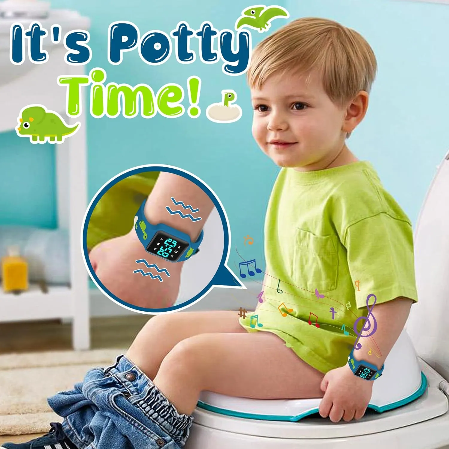 Potty Training Watch for Toddler with Countdown, Alarms, Music or Vibration Alerts - Waterproof Toddler Toilet Trainer for Boys & Girls Ages 2-9