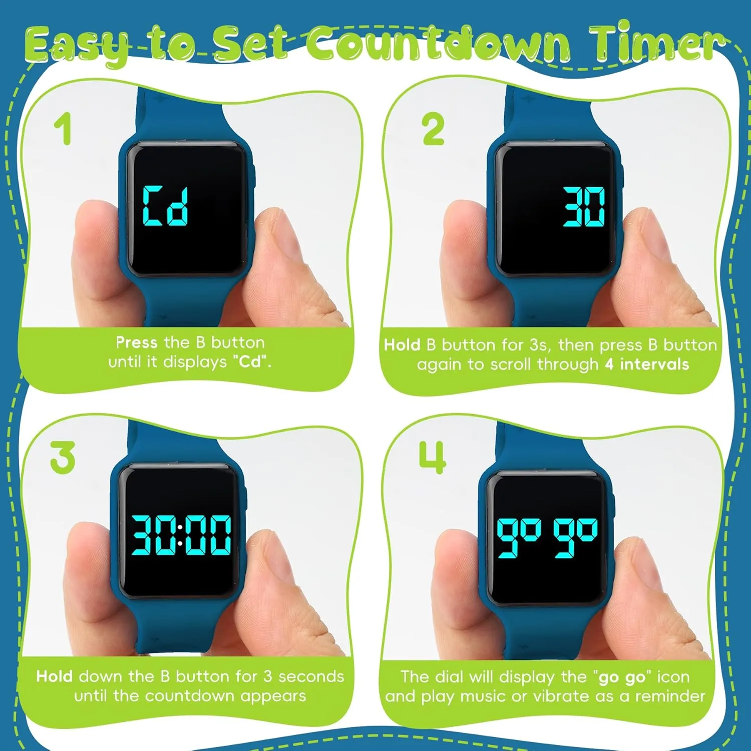 Potty Training Watch for Toddler with Countdown, Alarms, Music or Vibration Alerts - Waterproof Toddler Toilet Trainer for Boys & Girls Ages 2-9