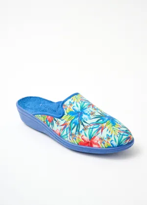 Printed comfort width mule slippers