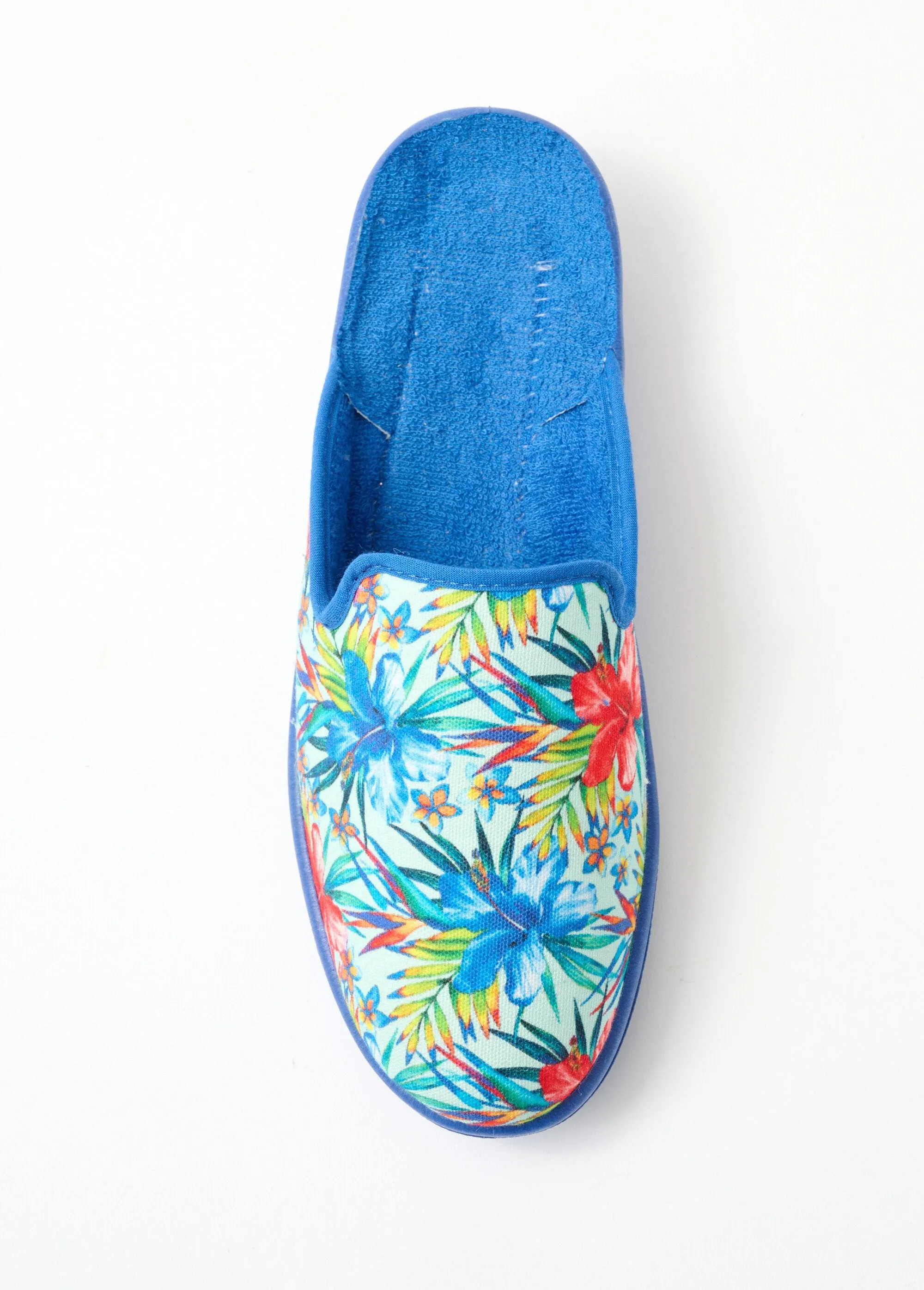 Printed comfort width mule slippers