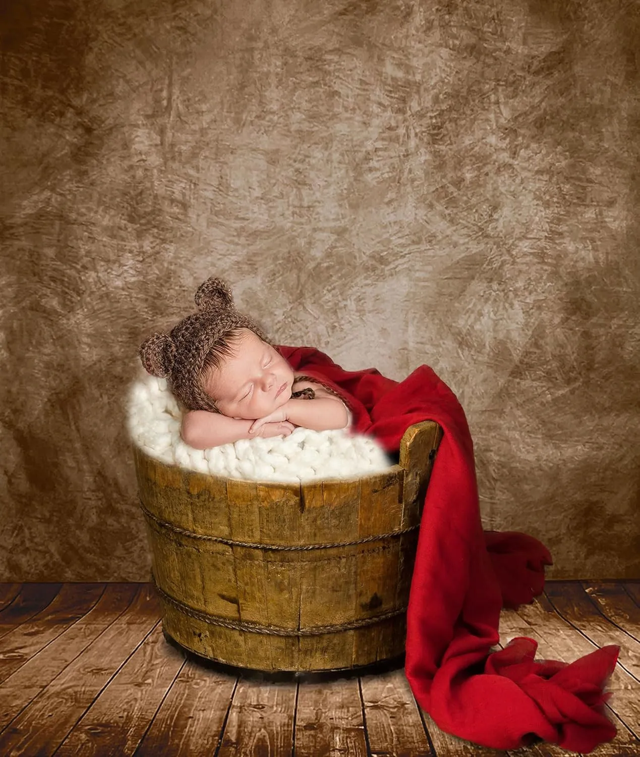 Professional Abstract Portrait Photography Backdrop,Wall with Wood Floor Backdrop for Kids Photography Baby Newborn Cake Smash Photo Shoots Hypoallergenic Fabric Photography Props(Brown-6x9ft)