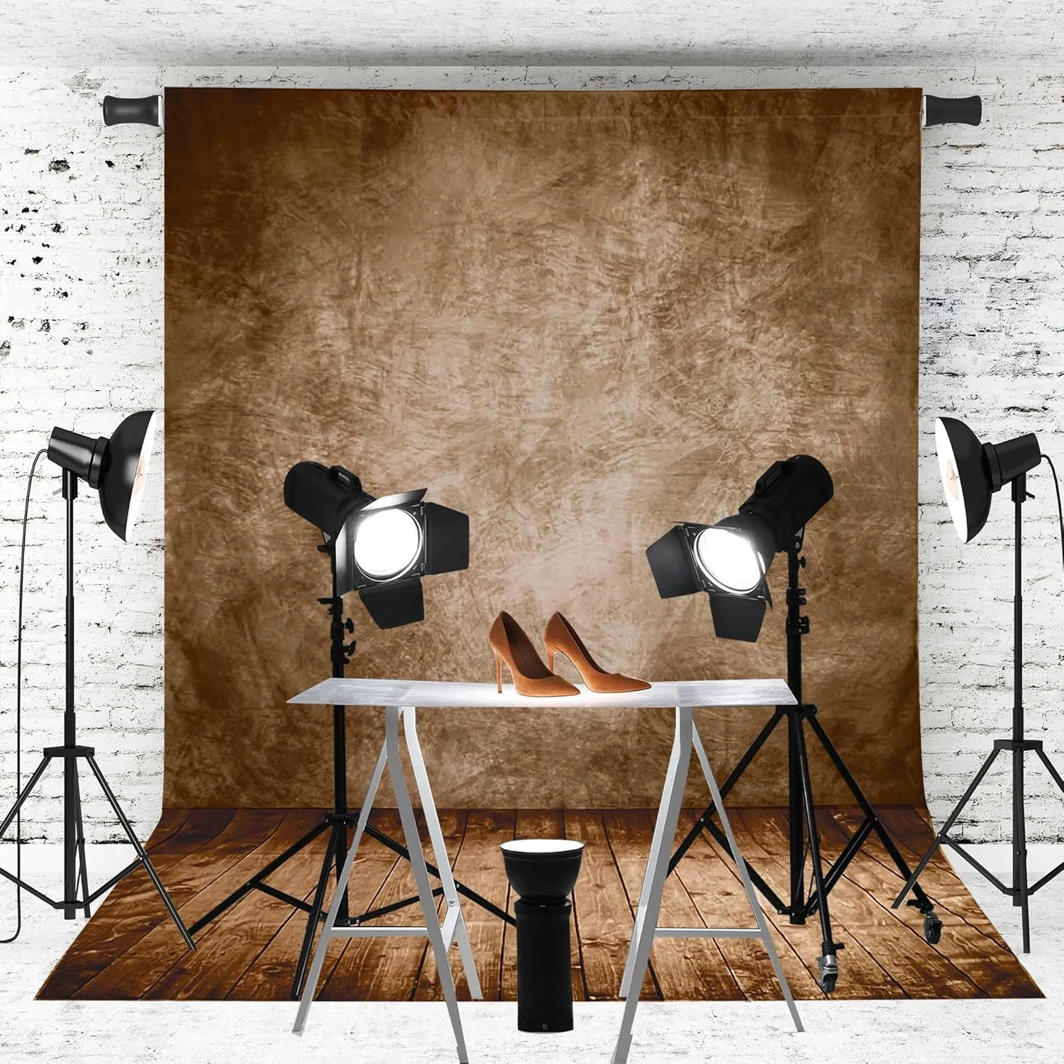 Professional Abstract Portrait Photography Backdrop,Wall with Wood Floor Backdrop for Kids Photography Baby Newborn Cake Smash Photo Shoots Hypoallergenic Fabric Photography Props(Brown-6x9ft)