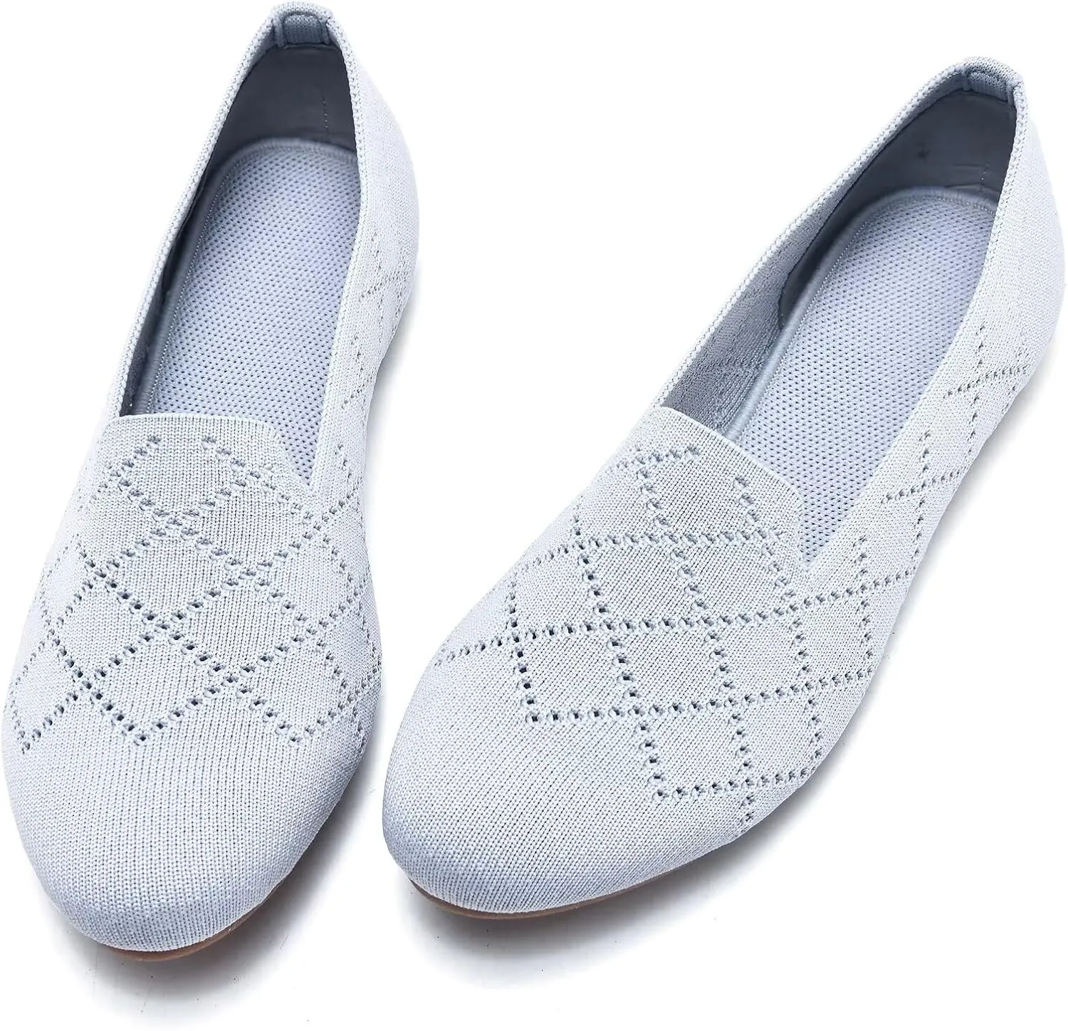 Puxowe Ballet Flats for Women - Stretch Knit Slip-On Low Wedge Shoes, Soft Round Toe Design for Office, Travel & Daily Walking