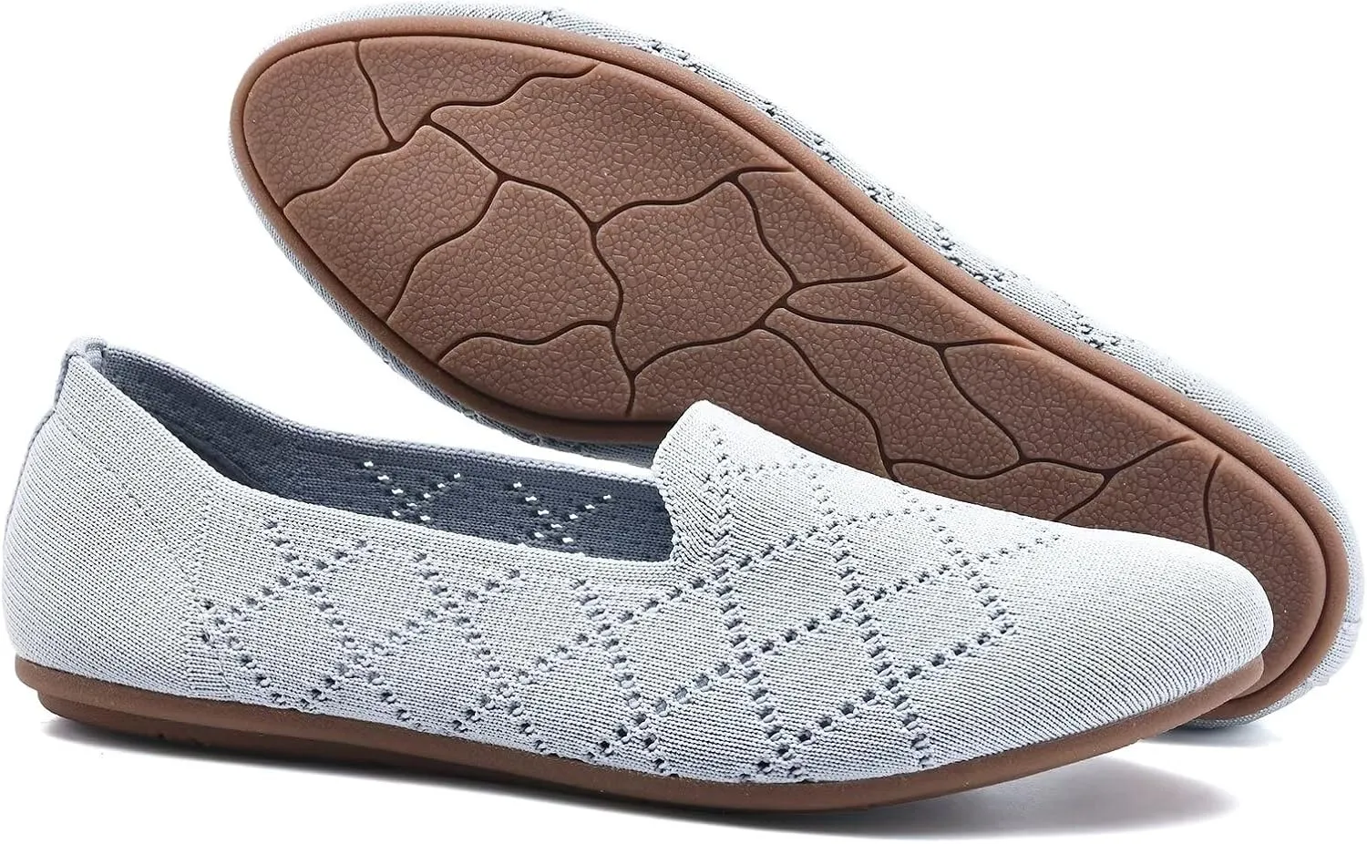 Puxowe Ballet Flats for Women - Stretch Knit Slip-On Low Wedge Shoes, Soft Round Toe Design for Office, Travel & Daily Walking