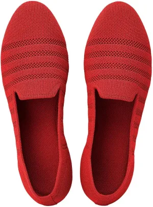 Puxowe Women's Knit Ballet Flats Slip-On Shoes with Low Wedge Sole - Comfortable Round Toe Shoes for Walking, Dress & Casual Outfits