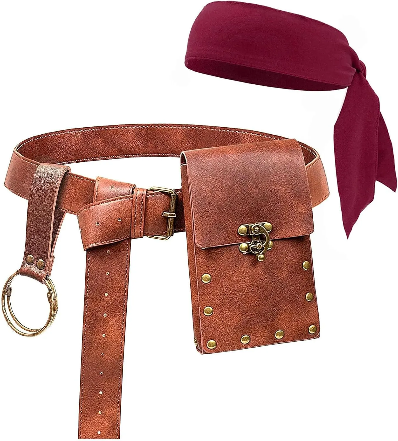 Ren Faire Costume Accessories Medieval Belt Pouch Coin Purse Skirt Hike Sets Festival Halloween Casual Fanny Pack Waist Bag (1Classic-Brown)