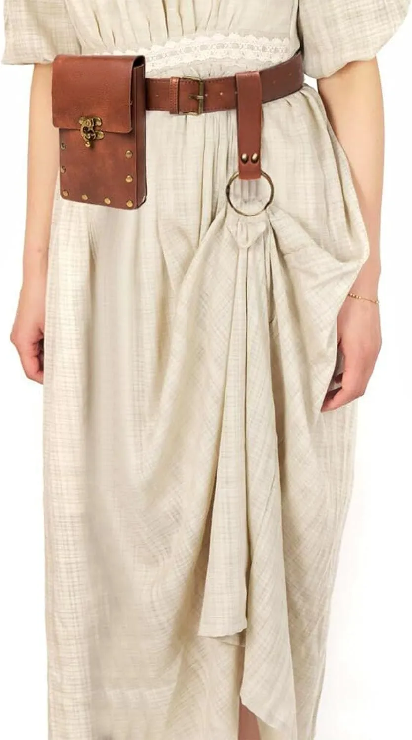 Ren Faire Costume Accessories Medieval Belt Pouch Coin Purse Skirt Hike Sets Festival Halloween Casual Fanny Pack Waist Bag (1Classic-Brown)