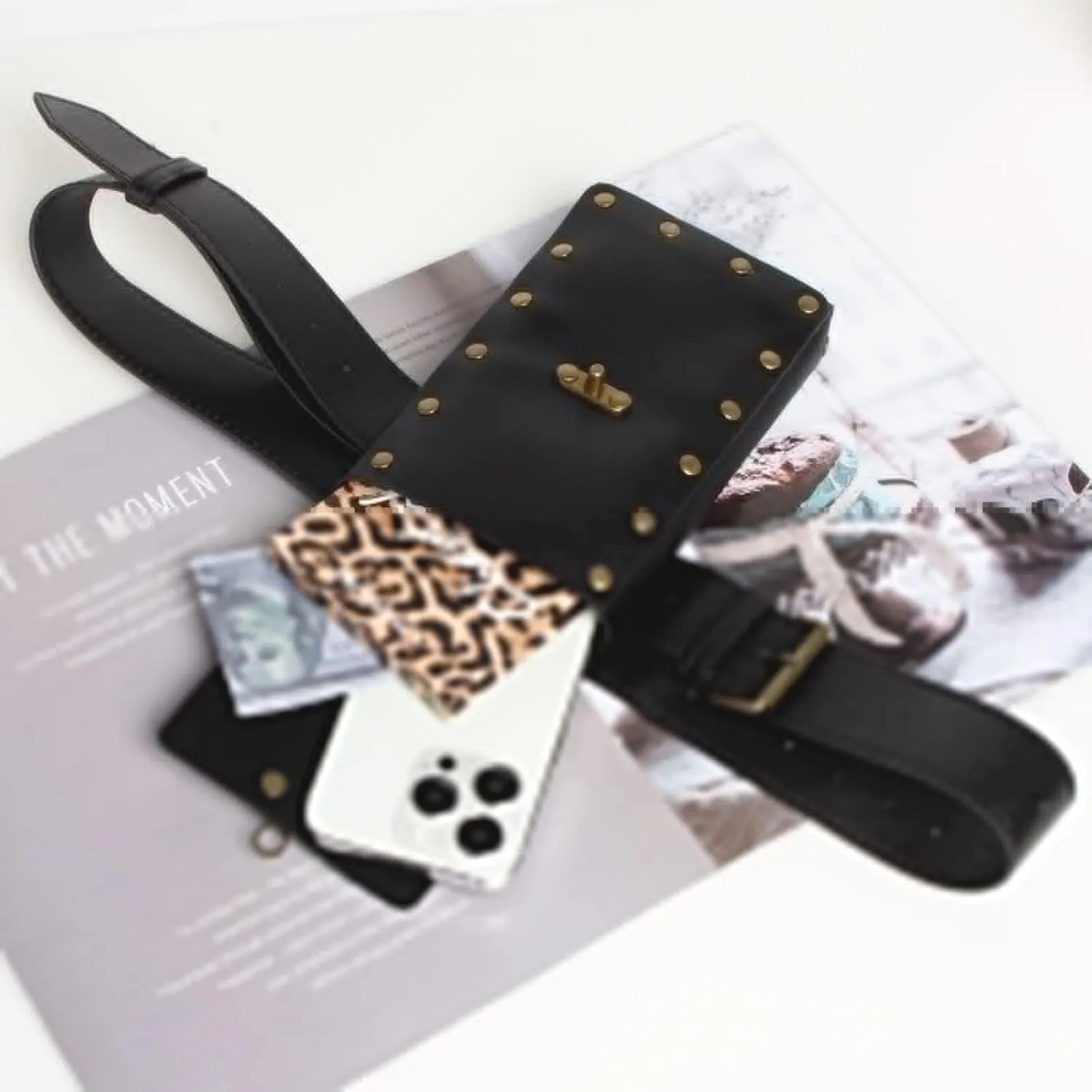 Ren Faire Costume Accessories Medieval Belt Pouch Coin Purse Skirt Hike Sets Festival Halloween Casual Fanny Pack Waist Bag (2-Black)