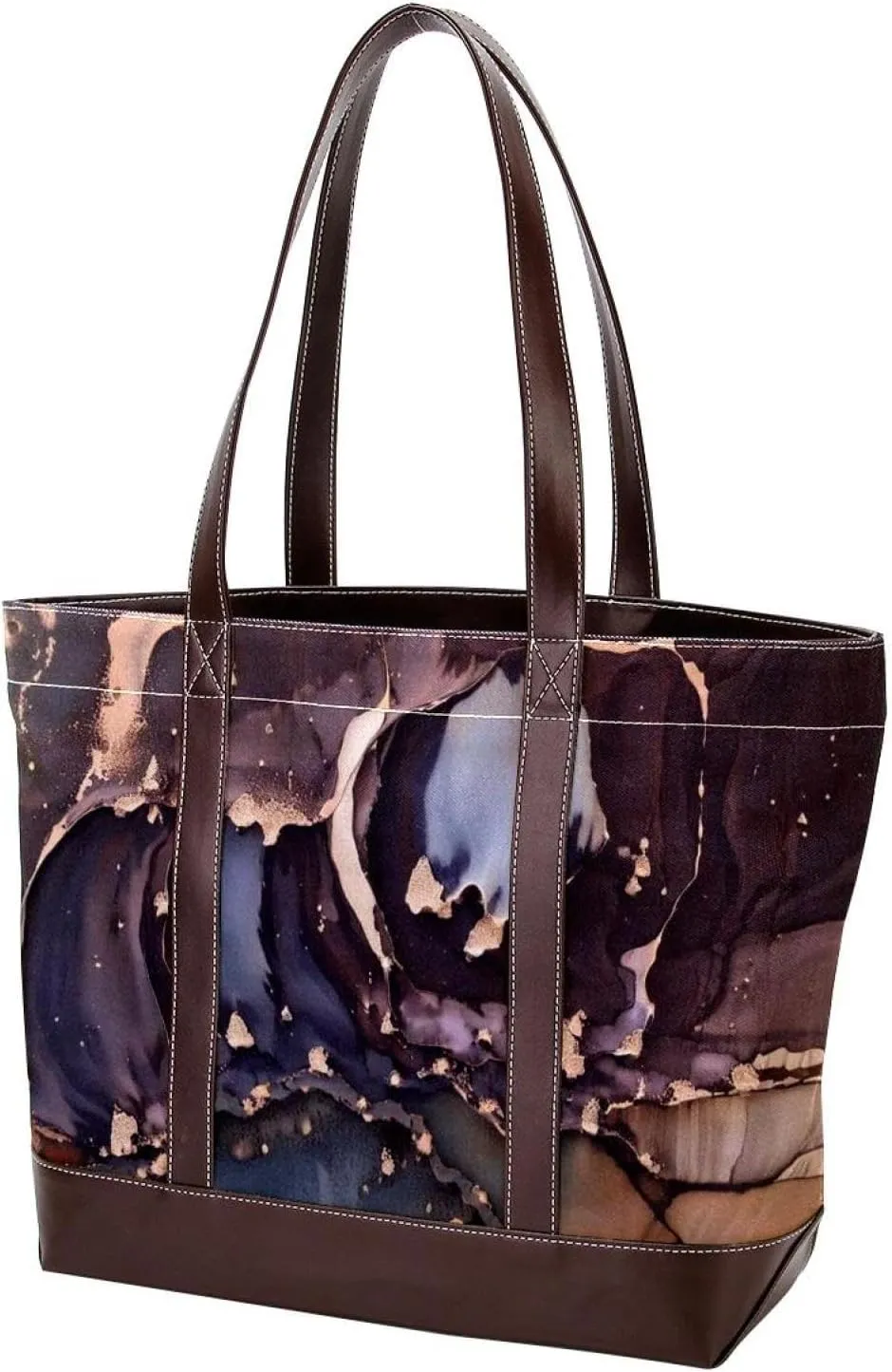 Retro Aesthetic Marble-1334 Fashion Washed Durable Leather Purse Bag for Women Top Handle Ladies Shoulder Bags with Pockets Zipper
