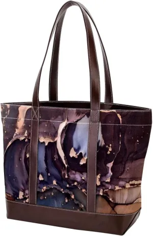 Retro Aesthetic Marble-1334 Fashion Washed Durable Leather Purse Bag for Women Top Handle Ladies Shoulder Bags with Pockets Zipper