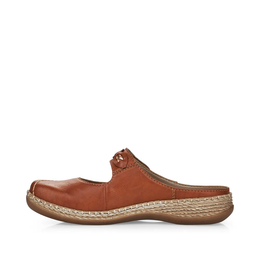 RIEKER 46468-24 - MULE FLAT TOE-IN STRAP MULE - TAN