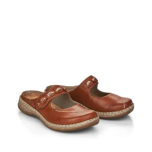 RIEKER 46468-24 - MULE FLAT TOE-IN STRAP MULE - TAN