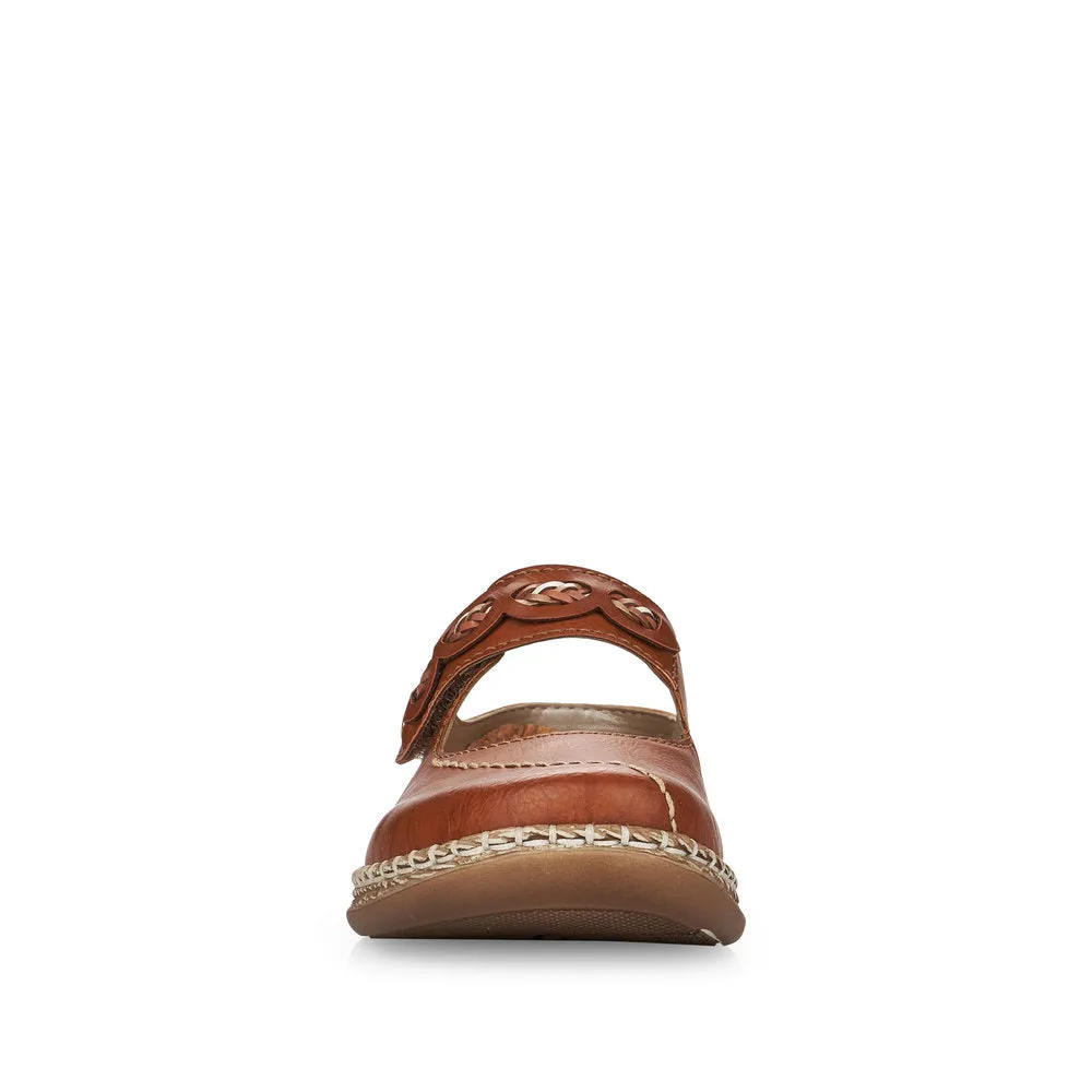 RIEKER 46468-24 - MULE FLAT TOE-IN STRAP MULE - TAN