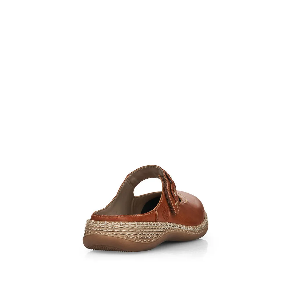 RIEKER 46468-24 - MULE FLAT TOE-IN STRAP MULE - TAN