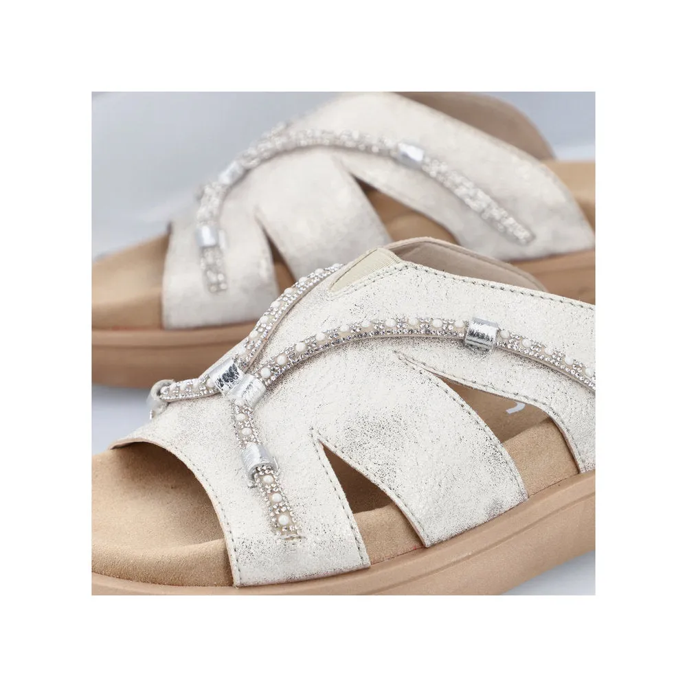 RIEKER - V1588-60 FLAT MULE - LIGHT GOLD