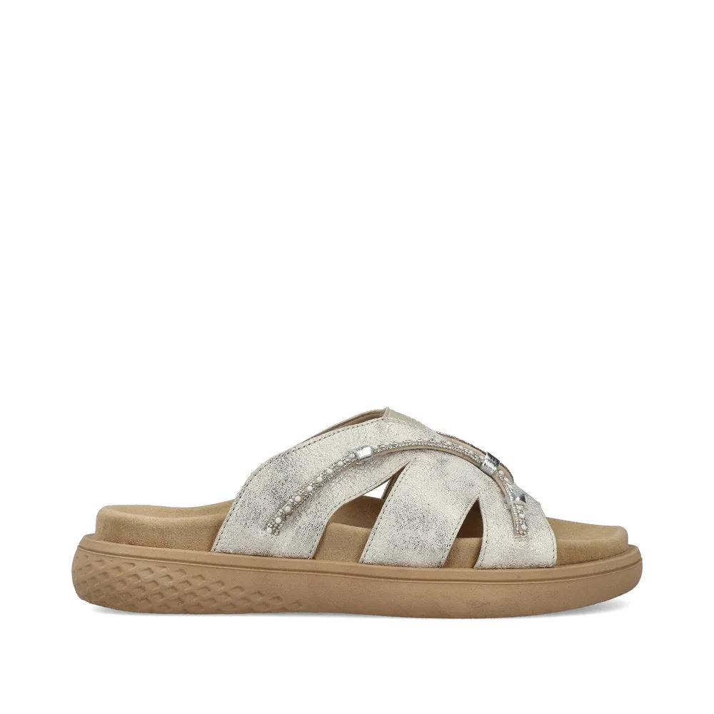 RIEKER - V1588-60 FLAT MULE - LIGHT GOLD