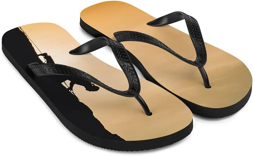 Rock Climbing Flip Flops - Rock Climber Sunset Unisex Mens Womens Flip Flops for Beach Pool Shower