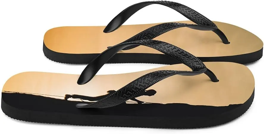 Rock Climbing Flip Flops - Rock Climber Sunset Unisex Mens Womens Flip Flops for Beach Pool Shower